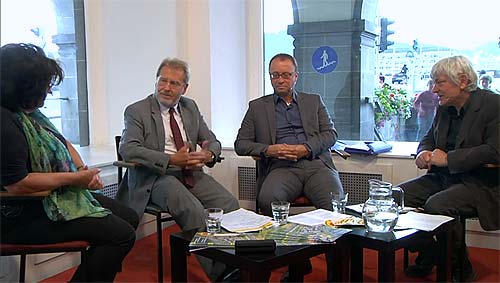 vlnr. Elfi Guttenbrunner, Dr. Ferdinand Kerschner, Dr. Franz Leidenmühler, Manfred Doppler dorfTV