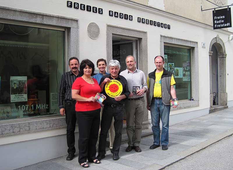 Vlcek, Guttenbrunner, Machová, Doppler, Sequens, Riepl vor dem Freien Radio